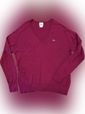 Lacoste Women's V-Neck Sweater in Magenta